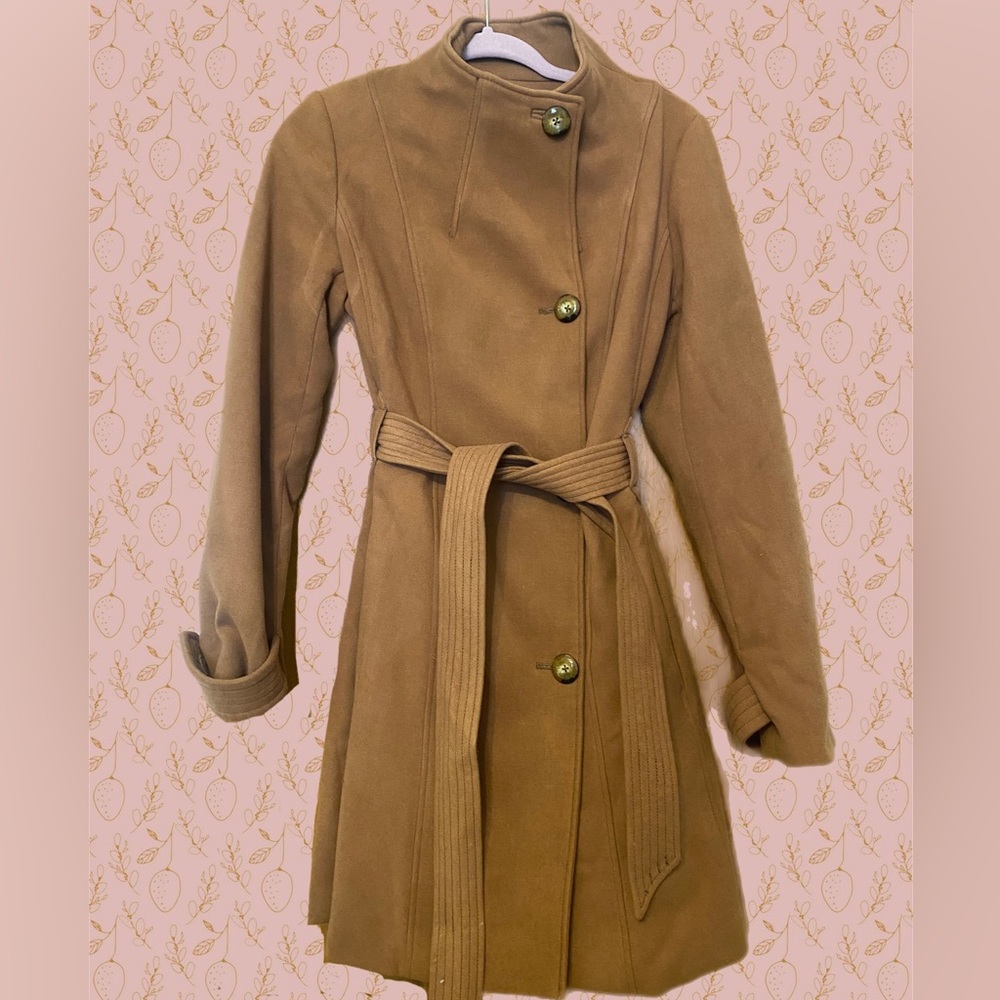 Anthropologie Cartonnier Camel Wrap Coat US Size 8